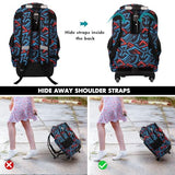 Tilami Rolling Backpack for Boys and Girls,Shark attack