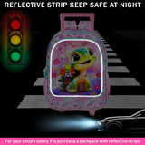 AGSDON 3PCS Kids Rolling Backpack, Girls Roller Wheels Bookbag, Wheeled Elementary School Bag with Lunch Bag - Turtle