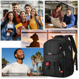 Black Backpack for Men, Travel backpack with USB charging port, School Backpack for Boys Teens, Book Bag, Water Resistant Bookbag, Business Work Travel Mochilas escolares para adolescentes