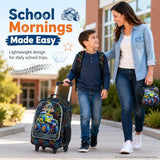 gxtvo Rolling Backpack for Boys, Roller Wheeled Bookbag - Wheeled Elementary School Bag - 3PCS Car