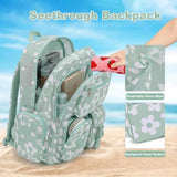 Pepailug Mesh Backpacks for School, Heavy Duty Breathable See Through Bookbag for Women Girls Boys Kids, Large Capacity Mesh bag for Beach Swimming Gym Work Travel- Floral Matcha Green