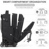 NEW TILAMI 18 Inch Expandable Rolling Backpack with 6-Wheel Stair Climbing, Waterproof Wheeled School Bag with 15.6" Laptop Sleeve for Boys Girls, Carry-on Luggage 98cm Dual-Height Handle - Black