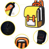 Lifelix Kids Kawaii Backpack for Boys Girls Cute Toddler 2D Cartoon Comic Paper Jump Bookbag Fun Weird School Schoolbag (Yellow, Small)