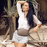 S-ZONE Leather Fanny Pack for Women RFID Blocking Waist Belt Bag Crossbody Purse