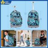 NEW TILAMI 18 Inch Rolling Backpack for Kids, Boys Wheeled Laptop Rolling Backpack for Girls Travel School Student Trip Using, Leaves