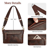 S-ZONE Leather Crossbody Bags for Women medium Designer Purses Trendy Shoulder handbags with Wide Strap