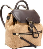 Cole Haan Women's Backpack - Alexandria Small Flap Backpack, Raffia/Chocolate
