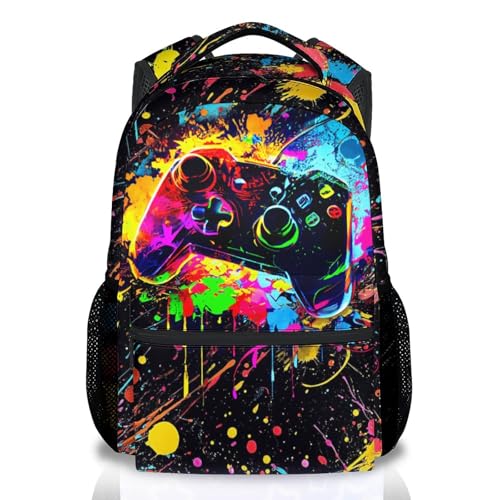 COOPASIA Boys Backpack, 17 Inch Gamer School Bag for Kids Teens; Large Capacity Video Game Bookbag Featuring Multiple Internal Organizer Pockets for Elementary and Middle School