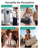 BAGSMART Garment Bag Duffle Bag for Travel Convertible 2 in 1 Suit Bag for Hanging Clothes Carry on Travel Bag with Shoes Bag,Shoulder Strap Weekender for Dresses, Coats, Shirts (White)