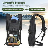 MARCHWAY Tactical Molle Hydration Pack Backpack with 3L TPU Water Bladder, Military Daypack for Cycling, Hiking, Running, Climbing, Hunting, Biking (Black)