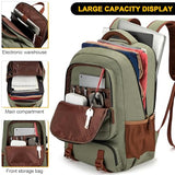 Tzowla Canvas Laptop Backpack, Bag for Men Women,Travel Work Rucksack Fits 15.6 Inch Laptop, Large Capacity Bookbag(Green)