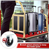 Gilprop Hotel Luggage Cart Bellman's Cart Rectangular Steel Deluxe Platform Truck Holds 850lbs of Luggage(Red)