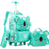Meetbelify Kids Rolling Backpack with Wheels for Girls Cute koala School Roller Backpack,Carry on Travel Luggage with Lunch Bag and Pencil Case for Girls Ages 5-12