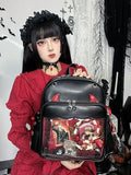 fancybag Ita Backpack Pin Display Multi-Purpose Women Backpack with Insert Gothic Design Cosplay Halloween Enamel Pins Shoulder Bag Punk Black Handbag