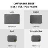 LEVEL8 4 Set Packing Cubes for Carry On Suitcase, Luggage Packing Organizers bag for Travel Accerssories Travel Essentials - Grey