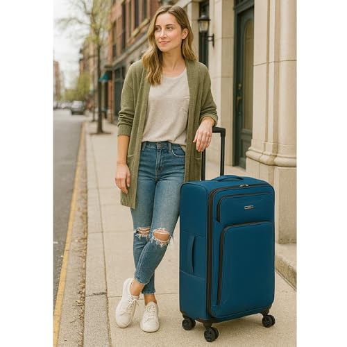 World Traveler Dejuno Jasper 28-Inch Lightweight Expandable Spinner Luggage - Navy