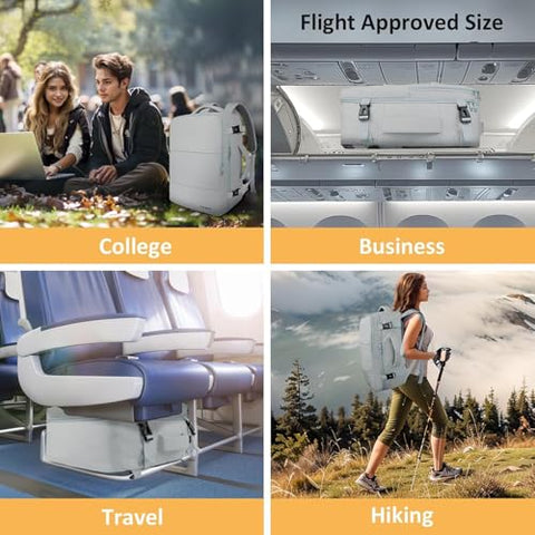 Taygeer Carry On Backpack, Womens Travel Backpack with Water Bottle Pocket & Shoe Pouch, Laptop Mochila 15.6inch Flight Approved, College Teacher Tote Bag for Business Travel Supplies, Grey