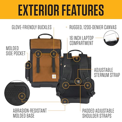 Carhartt Mens Station Tool Bag W/Adjustable Shoulder Straps, Durable, Water-Resistant Tool Organizer, Tool Backpack