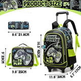 Meetbelify Kids Backpacks with Wheels for Boys Football Rolling Backpack with Lunch Box for Elementary Students Trip Luggage for Boys Ages 6-8