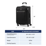 Travelpro Platinum Elite Softside Expandable Checked Luggage, 8 Wheel Spinner Suitcase, TSA Lock, Men and Women, Shadow Black, Checked Medium 25-Inch