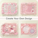 Ita Bag with DIY Accessory Kit - Clear Window Y2K Kawaii Lace Crossbody Bag with Display Insert for Pins & Button Badges, Perfect for Anime & Con Fans (Pink)