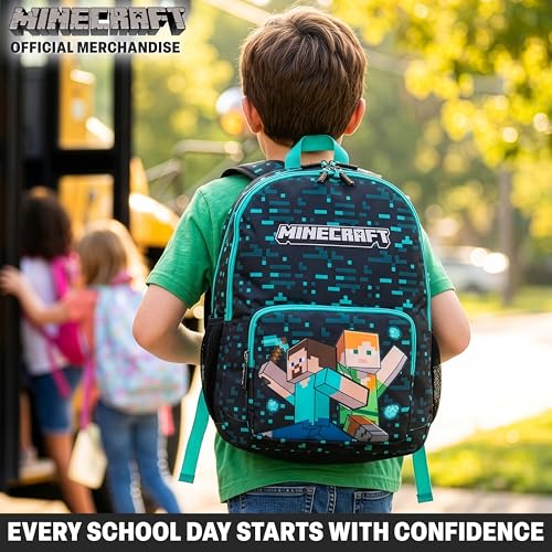 Get Trend Minecraft Kids Backpack for Boys, Adjustable Padded Straps, 18 in