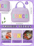 Bulyoou School Backpack Set for Girls Back to School Gift for Kids Preppy Bookbag Lunch Bag Cute Backpack with Chenille Patch(Purple)