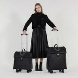 VH&GRED Luxury Carry on Luggage for Women Designer Underseat Carry On Luggage with Wheels Diamond Quilted Leather Carry On Luggage Vintage Style Suitcases with Wheels