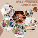 Bluboon Kids Girls Lunch Bag Insulated Lunch Box for school Corduroy Lunch Cooler Organizer School Kids Lunch Tote (Corduroy checkered brown)