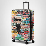 KARL LAGERFELD Paris Women's Logo Explosion Upright Hardside Suitcase, Multi, Large