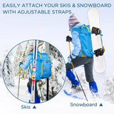 WOLT Ski Boot Bag Backpack - 50L Snowboard Boot Bag for Air Travel for Snow Boots, Ski Helmet, Gloves, Goggles, Skiing Gear (Navy)