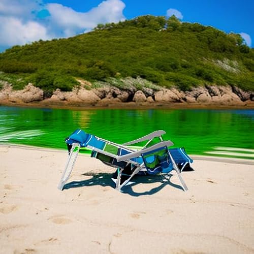 Homevative Cooler+ Folding Backpack Beach Chair with 5 Positions, Towel bar, XL Cooler Pouch, Storage Net, Cup and Phone Holder, Deep Sea