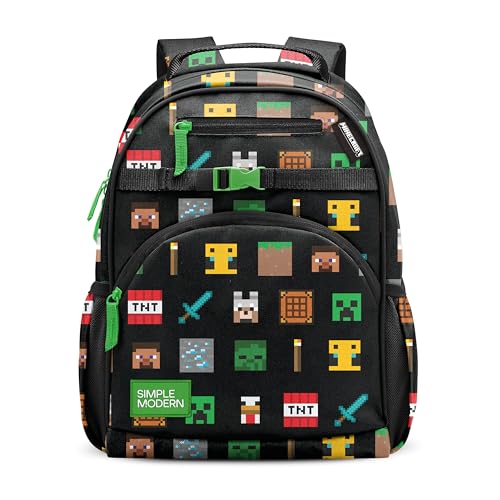 Simple Modern Large Minecraft Kids Backpack for School Girls and Boys | Elementary Backpack for Teen | Fletcher Collection | Kids - 16" tall | Minecraft Mashup