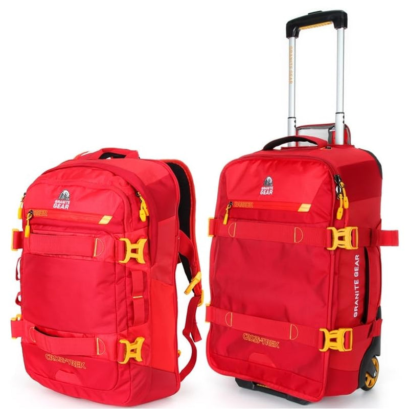 Granite Gear Water-Resistant Wheeled Duffle 2PCS Set with Separable 17″ Laptop Travel Backpack - with Wheels Suitcase Luggage Tote Carry-On Softcase in Red