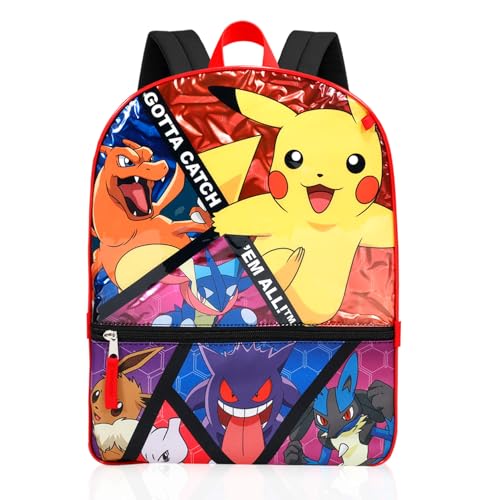 Pokemon Backpack Set for Boys - Bundle with 16" Pikachu Backpack, Snack Bag, Water Bottle, Pencil Case, More | Pokemon School Bag for Kids