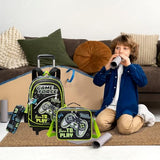 Meetbelify Kids Backpacks with Wheels for Boys Football Rolling Backpack with Lunch Box for Elementary Students Trip Luggage for Boys Ages 6-8