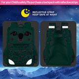3PCS Bookbag for Girls, Sequin Backpack with Lunch Box, 15" Kids Preschool School Bag for Elementary Toddler Students - Green Koala