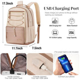 WINDARS School Backpack for Teens Girls, Aesthetic College Backpack Large Bookbag for Women Students Fashion 15.6 Inch Laptop Bag for Work Travel (Khaki Beige)