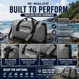 Malo’o Waterproof Dry Duffel, Heavy-Duty Roll Top Waterproof Gear Bag with Shoulder Strap & Molle Loops, Marine Duffel for Kayaking, Boating, Camping, Beach & Travel, Black, 60L