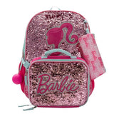 AI ACCESSORY INNOVATIONS Barbie 4 Piece Backpack Set, Sparkle & Shine with this Magic Flip Sequin School Bag for Girls with Zip Front Pocket, Pink