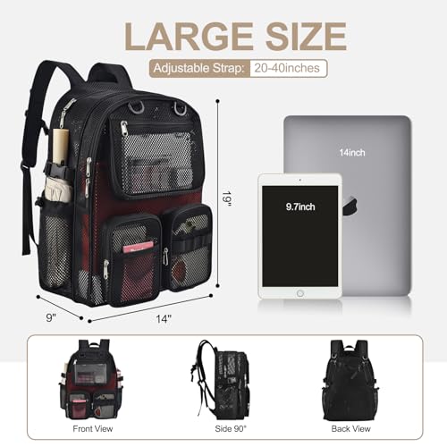 Busiuw Mesh Backpack Heavy Duty for Adults，39L Large College Bookbag