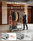 VEVOR Hotel Luggage Cart, Brushed Stainless Steel Finish Bellman's Cart, 1200 LBS Valet Cart with Grey Carpeted Deck and 8-inch Rubber Wheels, Ideal for Hotels, Condos, Resorts, Silver