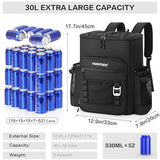 Hulongo Cooler Backpack, 30L Insulated Leakproof Soft Cooler Bag for 52 Cans, Lightweight Backpack for Beach, Picnic, Camping, Hiking, Fishing and Travel(Black)