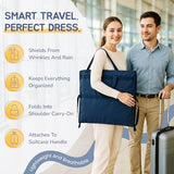 Wedding Dress Garment Bag 72" – Waterproof Trifold Travel Garment Bag for Bridal Gown with Shoulder Strap, Suitcase Sleeve & Accessory Pockets – Fits Full Skirts, Oxford Fabric, Carry Handle