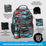 Cookies Escobar Smell Proof Backpack – Odor-Blocking Travel Bag with Laptop Sleeve, Front Camo Pocket & Side Bottle Holders – Durable Streetwear Backpack for Work & Everyday Use – Green Camo