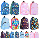Clysee 12 Pack School Backpack Bulk 15'', Assorted Printed Bookbags for Boys Girls, Donations Supplies (Fun)
