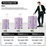 TIYFIY Hardside Luggage with Cup Holder & USB/Type-C Charging Port, Aluminum Frame, Zipperless Design, TSA Lock, Extra-Wide Shell – Smart Travel Suitcase,Checked (Lilac, 24Inch)