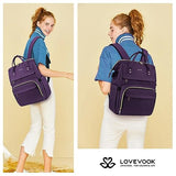 LOVEVOOK Laptop Backpack for Women,15.6 Inch Professional Womens Travel Backpack Purse Computer Laptop Bag Nurse Teacher Backpack,Waterproof Work Bags Carry on Back Pack with USB Port,Dark Purple