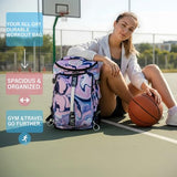 Gym Duffle Bag Backpack with Shoe Compartment,4 ways Travel Backpack for Women and Men,Multi-Functional Weekender bag with Waterproof Layer&Laptop Compartment for Fitness, Travel,Camping(Purple)