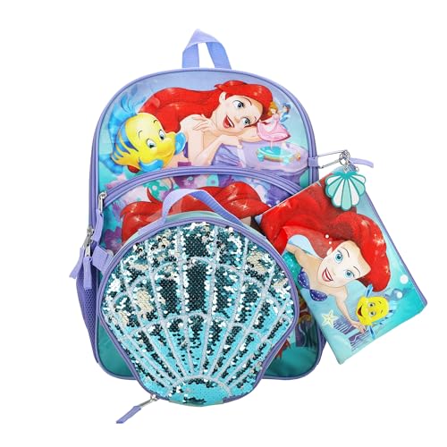 Bioworld Kids The Little Mermaid 16 5-Piece Backpack and Lunchbox Set